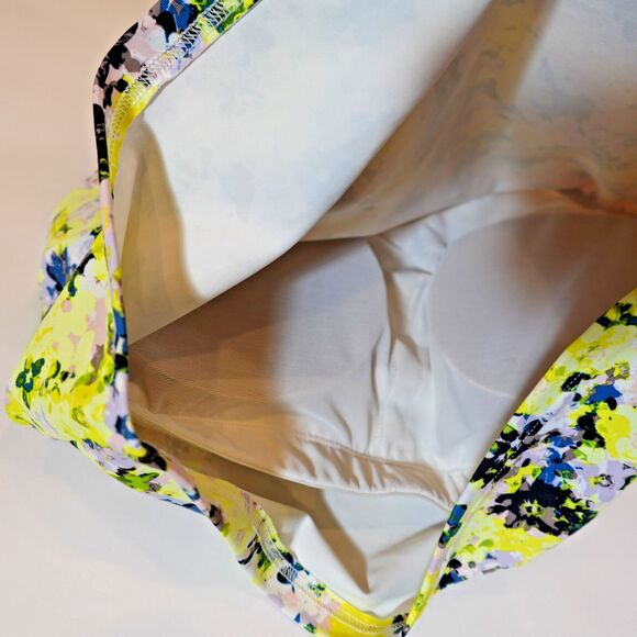 Old Navy Active Powersoft Sports Bra Large Yellow Floral Multicolor Gym Yoga Top - Picture 7 of 12